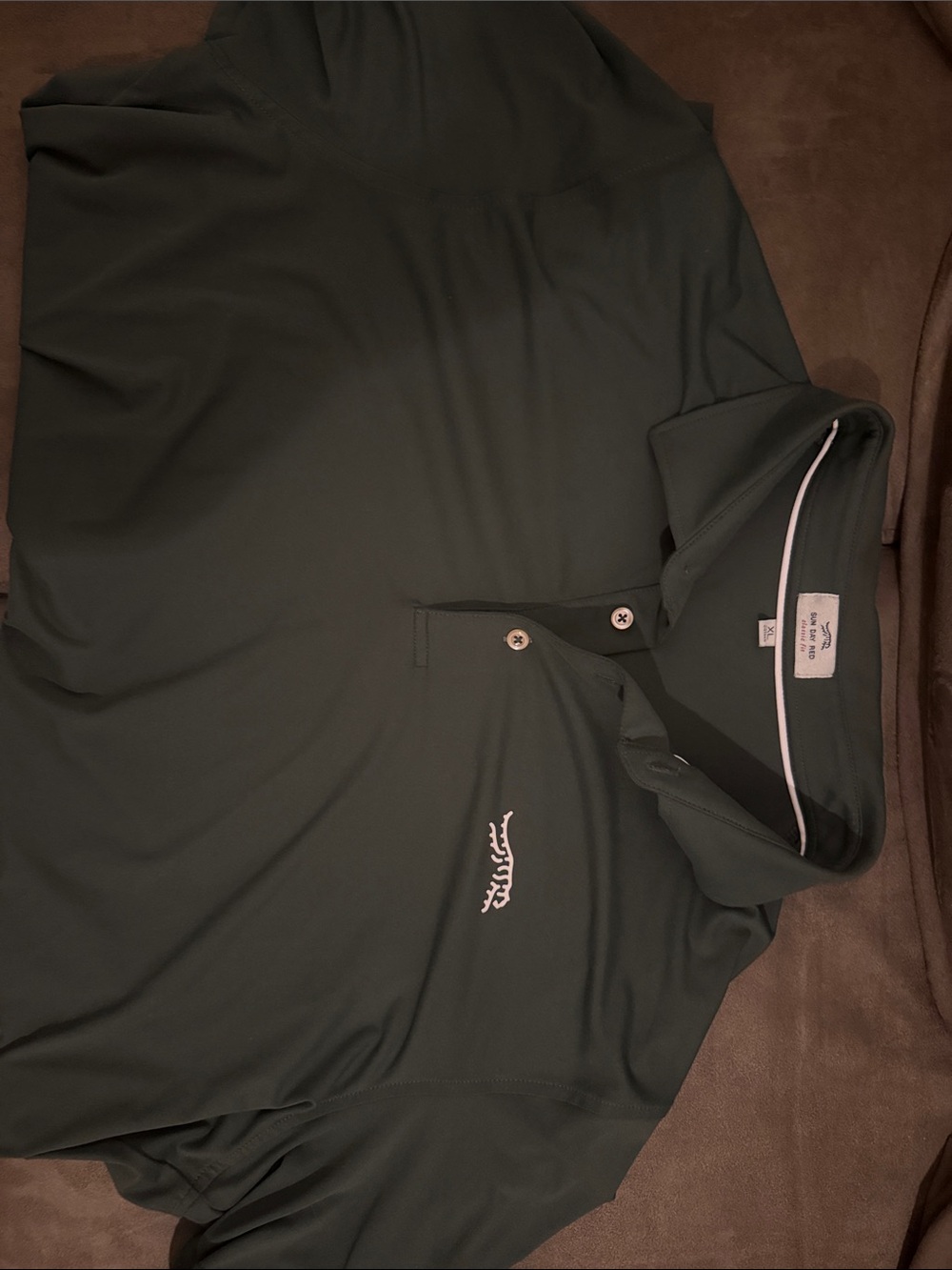 Men's Performance Polo in Dark Green with White Trim